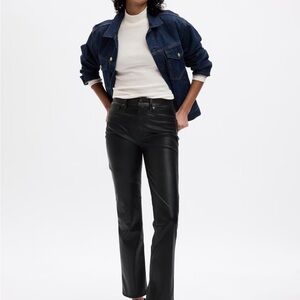 High Rise Vegan Leather vintage slim pants